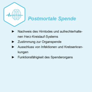 Grafik mit Stichpunkten bezüglich einer postmortalen Spende